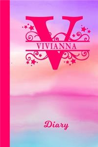 Vivianna Diary: Personalized First Name Personal Writing Journal - Cute Pink Purple Watercolor Cover - Daily Diaries for Journalists & Writers - Note Taking - Write