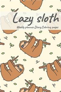 Lazy Sloth, Weekly planner, Diary, Coloring pages