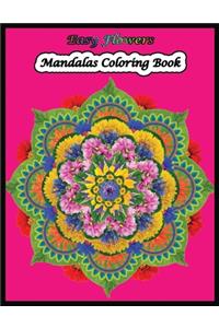 Easy Flowers Mandala Coloring Book