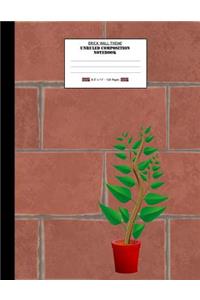 Brick Wall Theme, Unruled Composition Notebook. 8.5 X 11. 120 Pages