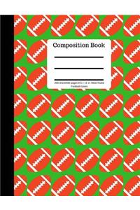 Composition Book 200 Sheet/400 Pages 8.5 X 11 In.-Wide Ruled-Football-Green