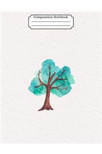 Composition Notebook Watercolor Tree Design Vol 21