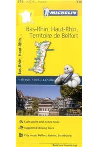 Bas-Rhin, Haut-Rhin, Territoire de Belfort - Michelin Local Map 315