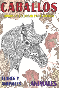 Libros de colorear para adultos - Flores y animales - Animales - Caballos