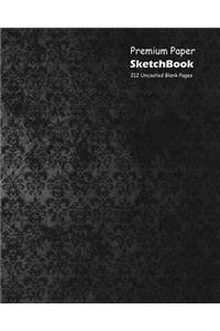 Premium Paper Sketchbook Large 8 x 10 Inch, 100 Sheets Black Cover