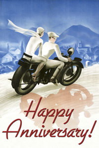 Happy Anniversary - Couple on Motorcyle Greeting Card