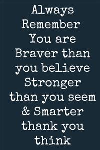 Always Remember You are Braver than you believe - Stronger than you seem & Smarter thank you think A beautiful