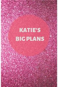 Katie's Big Plans - Notebook/Journal/Diary - Personalised Girl/Women's Gift - Birthday/Party Bag Filler - 100 lined pages (Dark pink glitter)
