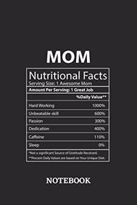 Nutritional Facts Mom Awesome Notebook