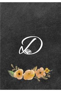 Initial Monogram Letter D on Chalkboard