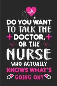 Do you want to talk doctor, or the nurse who actually knows what's going on?