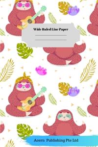 Music Animal Theme Wide Ruled Line Paper