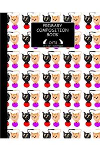 Primary Composition Book Cats. 8 X 10. 120 Pages: Handwriting Practice and Sketch Composition Notebook for Kids in Kindergarten, Grade 1 and Grade 2. Cartoon Cats Standing on Balloon Pattern Co