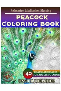 PEACOCK Coloring Books: For Adults and Teens Stress Relief Coloring Book: Sketch Coloringbook 40 Grayscale Images