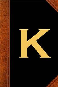 Monogram K Personalized Journal Custom Monogram Gift Idea Letter K Vintage Style
