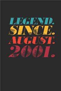 Legend Since August 2001: Graph Paper Journal (6" X 9" - 120 Pages/ 5 Squares per inch) for 18th Birthday Gift Idea for Women and Men