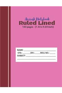 Amiesk Notebook - Ruled Lined Notebook - 140 pages (7.44 x 9.69 inch)