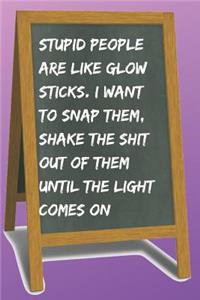 Stupid People Are Like Glow Sticks Blank Lined Notebook Journal