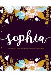 Sophia: Notebook - Libreta - Cahier - Taccuino - Notizbuch: 110 pages paginas seiten pagine: Modern Florals First Name Notebook in Light Pink, Baby Blue & M