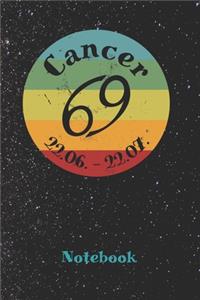 Zodiac Sign Cancer Retro Notebook