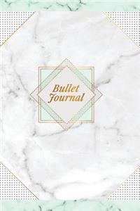 Bullet Journal: Marble + Gold Bullet Journal - 120-Page 1/4 Inch Dot Grid Notebook - 6 X 9 Marble & Gold Perfect Bound Softcover