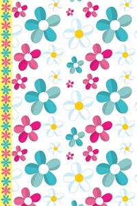 Colorful Pink Blue Daisies Wide Ruled Journal Paper