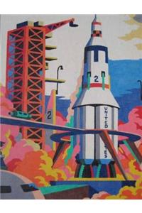 Composition Book: : Retro Space Race Rocketship Cover, Vintage Paint-By-Number with Mid Century Modern 1960 Motif, College Ruled Paper, 150 Blank Lined Sheets, 9-3/4 X 7-1/2.
