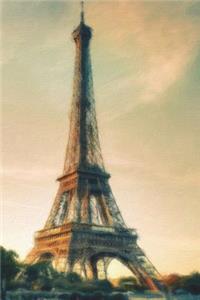 Eiffel Tower in the Late Afternoon - Blank Notebook with Fleur de Lis Corners