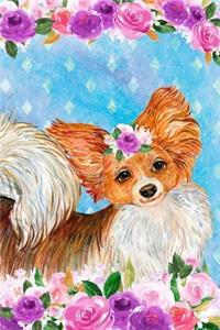 Journal Notebook For Dog Lovers Papillon In Flowers 4