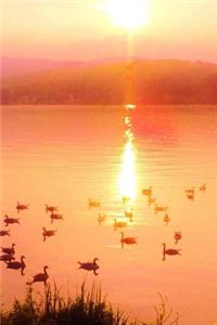 Pretty Blank Lined Journal for daily thoughts notebook Lovely Lake Arrowhead Photograph Peach Sunset