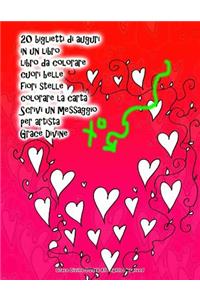 20 biglietti di auguri in un libro libro da colorare cuori belle fiori stelle colorare la carta Scrivi un messaggio per artista Grace Divine