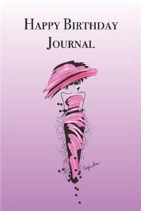 Happy Birthday Journal with Girl in Pink