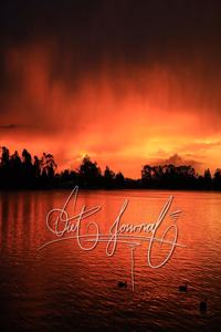 Diet Journal: 6x9 Inch Lined a Beautiful Journal/Notebook to Help You with Your Weight Loss - Stunning, Sunset, Red, Sky, Nature, Water, Lake, Calligraphy Art wit