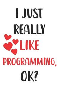 I Just Really Like Programming, Ok? Gift For Men, Women, Kids, Cute Notebook a Beautiful