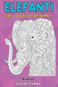 Libro da colorare per bambini - Grande stampa - Animale - Elefanti