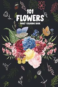 101 Flowers Adult Coloring Book