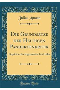 Die GrundsÃ¤tze Der Heutigen Pandektenkritik: GeprÃ¼ft an Der Sogenannten Lex Gallus (Classic Reprint)