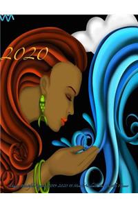 2020- Unique Beautiful Aquarius 2019-2020 18 Month Academic Year Monthly Planner