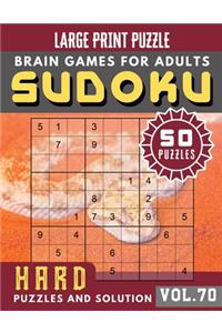 Hard Sudoku Puzzles and Solution: suduko lover - Sudoku Hard difficulty for Senior, mom, dad Large Print ( Sudoku Brain Games Puzzles Book Large Print Vol.70 )