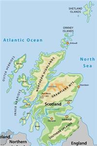 Map of Scotland Journal: 150 Page Lined Notebook/Diary