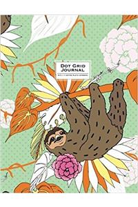 Dot Grid Journal Sloth Notebook: Green and Orange Soft Cover (Cute Journal)