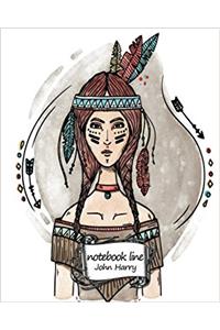 Line Red Indian Lady Journal / Notebook / Diary: Notebook / Journal / Diary