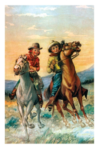 Cowboy and Cowgirl Riding the Range Birthday Card