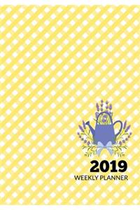 2019 Weekly Planner: Lavender and Yellow Gingham - January 2019 Through December 2019