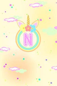 Unicorn Horn Monogram Journal - Letter N