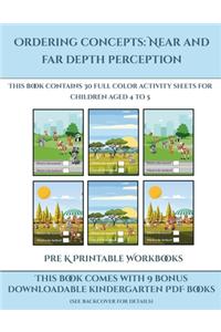 Pre K Printable Workbooks (Ordering concepts near and far depth perception)
