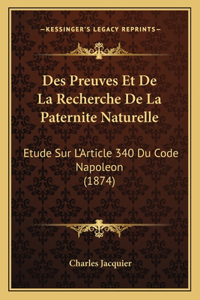 Des Preuves Et De La Recherche De La Paternite Naturelle