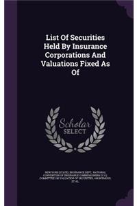 List of Securities Held by Insurance Corporations and Valuations Fixed as of