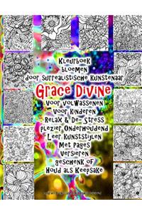 Kleurboek bloemen door surrealistische kunstenaar Grace Divine Voor volwassenen Voor kinderen Relax & De- Stress plezier Onderhoudend Leer kunststijlen Met Pages Versieren geschenk of Houd als Keepsake