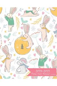 2019-2021 Three Year Planner-Cute Rabbits